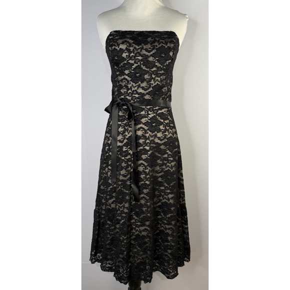 Vtg Rampage Dress Size 13 Black Lace Strapless Y2K 90s Party Cocktail Tulle - Picture 1 of 10